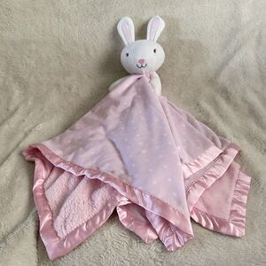 Cloud Island Pink Bunny Rabbit Lovey Security Blanket Satin Trim Large 29” Baby